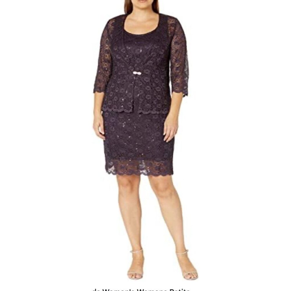 R & M Richards Dress & Jacket Purple 14P 14 P Cruise Wedding Party